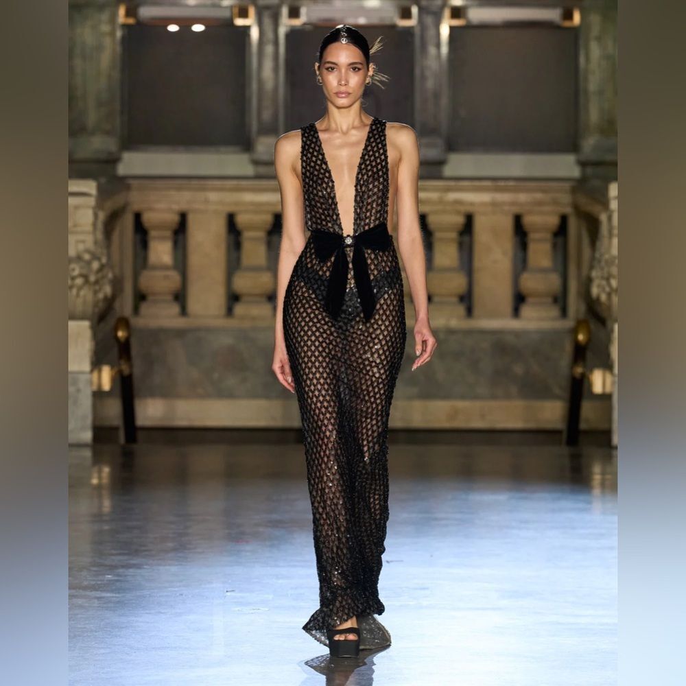 NWOT BRONX AND BANCO Liora Maxi Dress, Elegant Black Sequin Gown